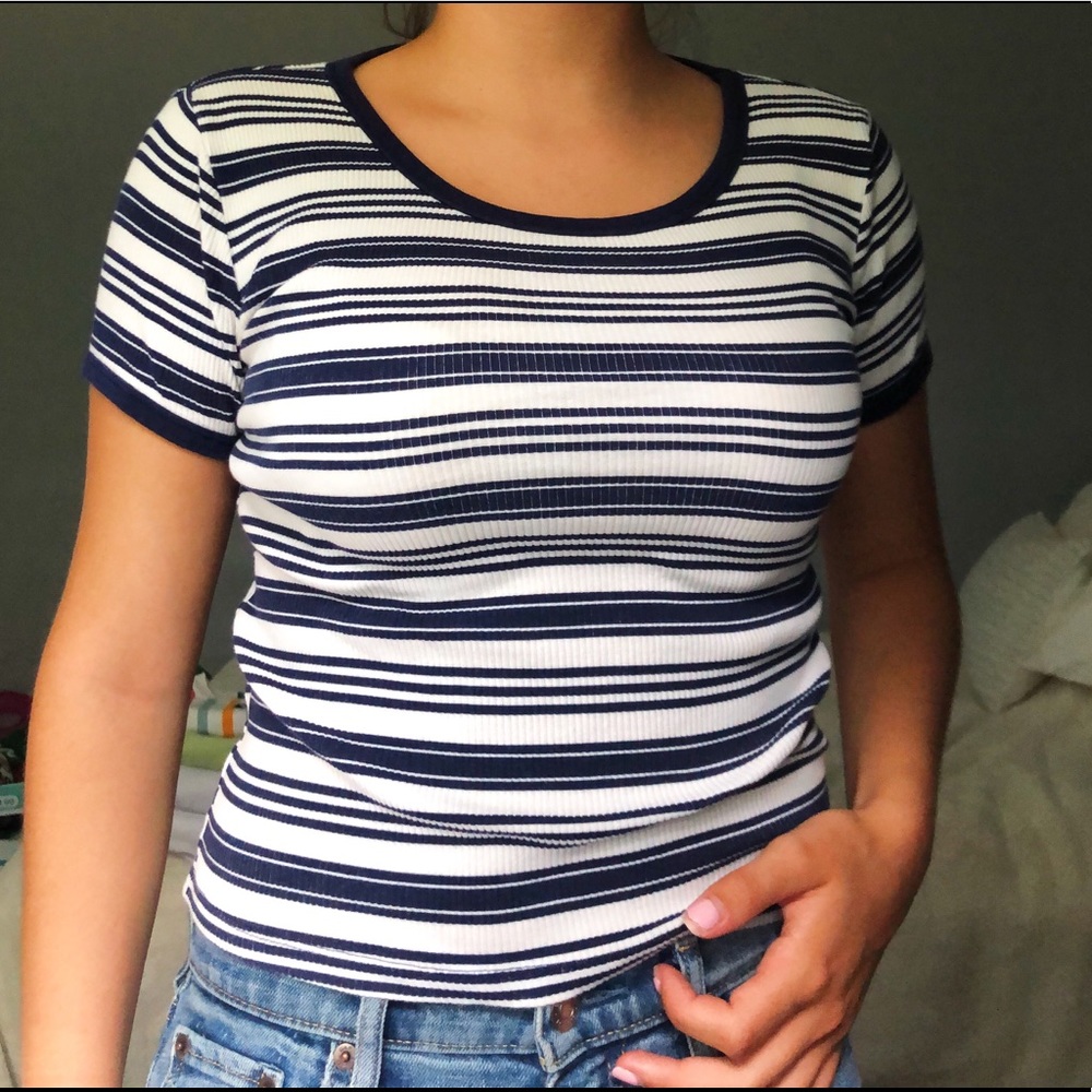 Blue and White Striped Tshirt